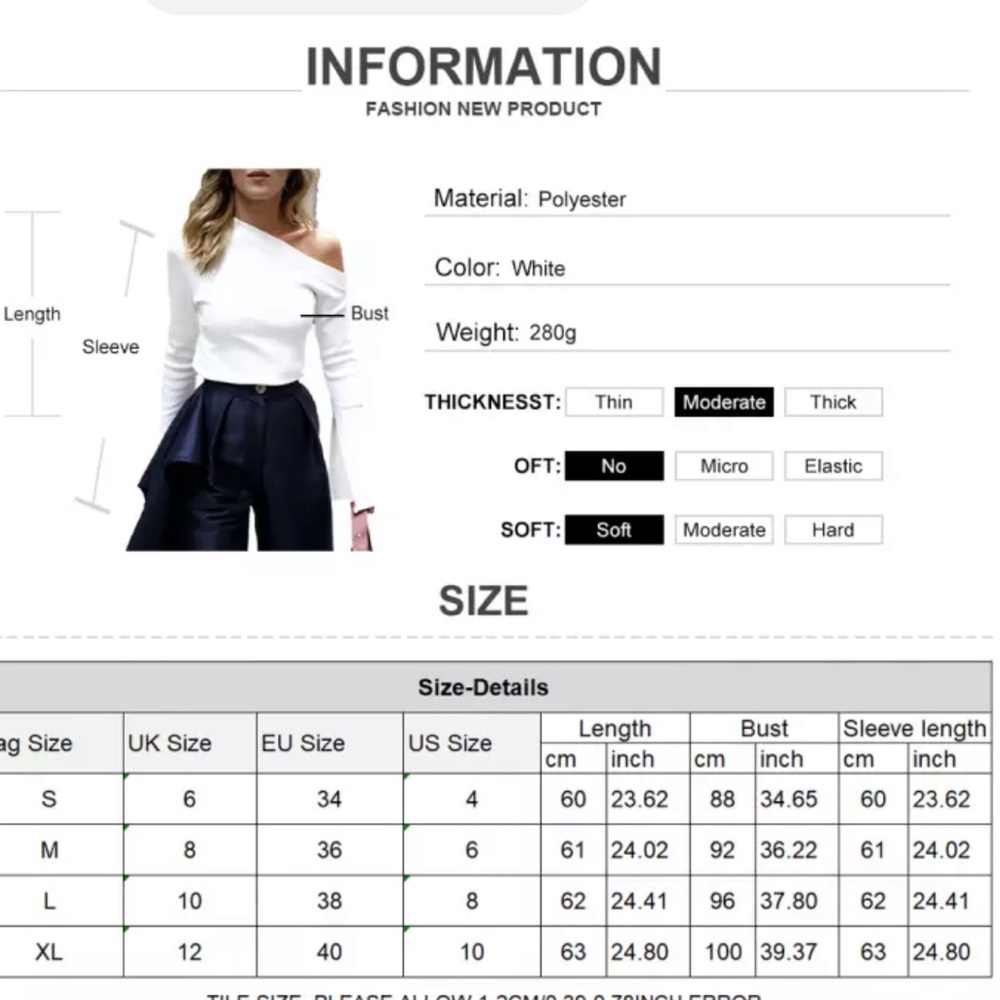 🎉Flash SaleNew Spring Arrival White Inclined Shoulder Long Flare Sleeve Top - Picture 3 of 4